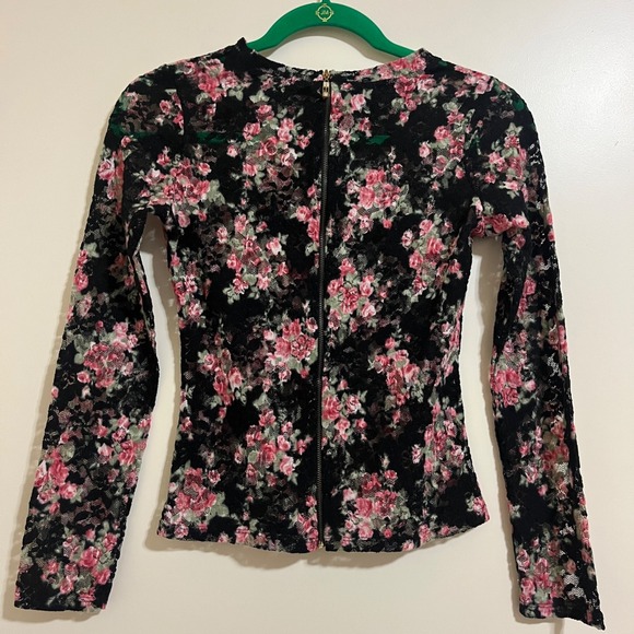 T & Y Burnout Floral Velvet Sheer Mesh Top XS Whimsigoth Y2K Fairy Grunge Layer - Picture 2 of 8